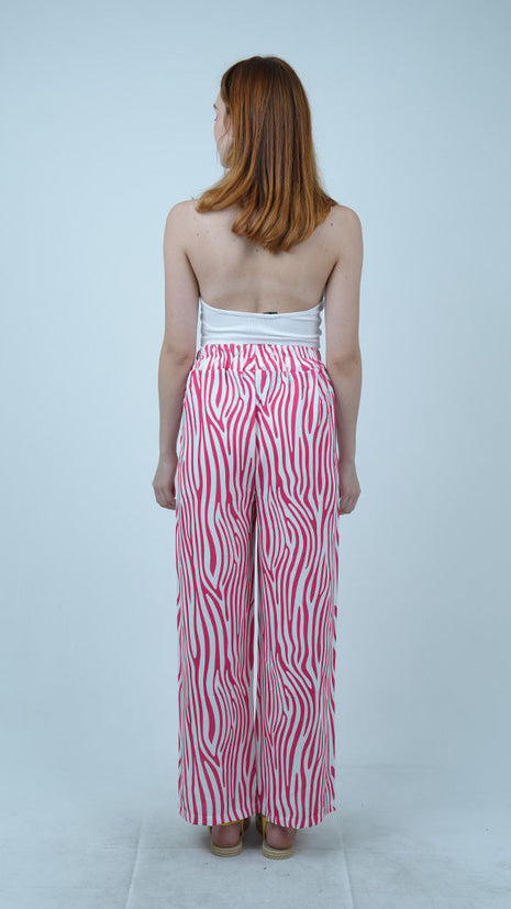 Pantalon Palazzo à Rayures Zébrées-Rose