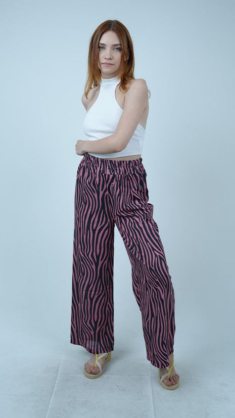 Pantalon Palazzo à Rayures Zébrées