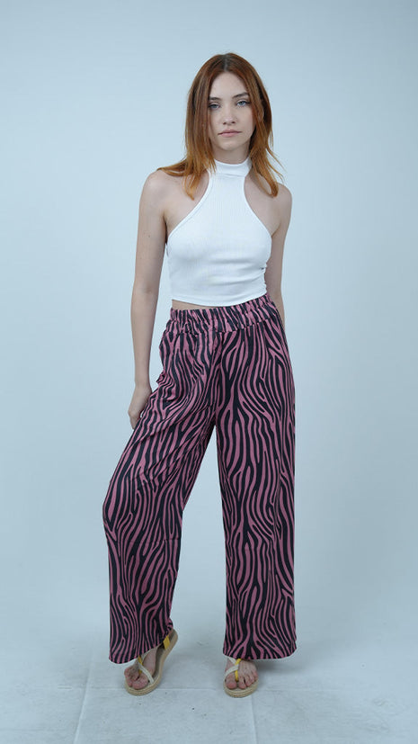 Pantalon Palazzo à Rayures Zébrées