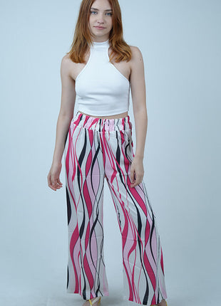 Pantalon Palazzo 'Arabesque Pop'-Rose