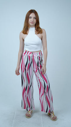 Pantalon Palazzo 'Arabesque Pop'-Rose