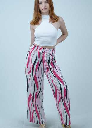 Pantalon Palazzo 'Arabesque Pop'-Rose