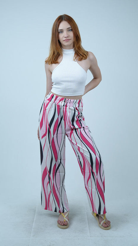 Pantalon Palazzo 'Arabesque Pop'-Rose