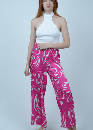 Pantalon Palazzo 'Volute Fuchsia'