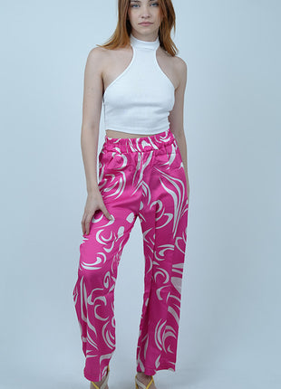 Pantalon Palazzo 'Volute Fuchsia'