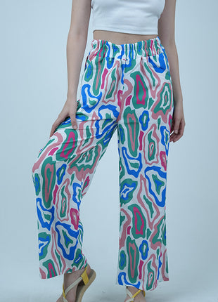 Pantalon Palazzo 'Arabesque Pop'-Bleu