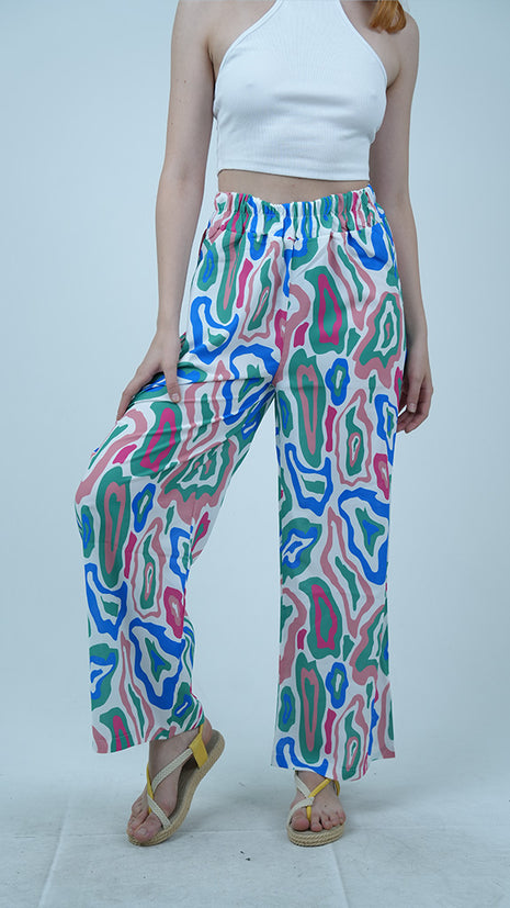 Pantalon Palazzo 'Arabesque Pop'-Bleu