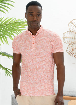 Polo Shirt Tropicale en Tissu Texturé Orange