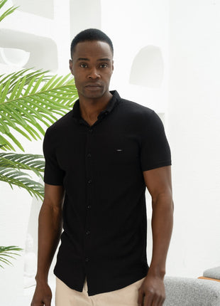 Polo Shirt en Maille Piquée Noire