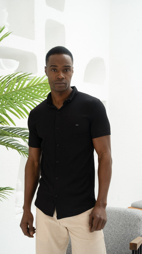 Polo Shirt en Maille Piquée Noire