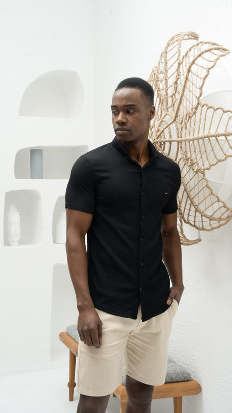 Polo Shirt en Maille Piquée Noire