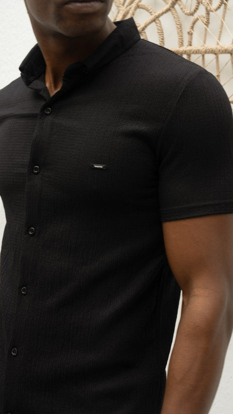 Polo Shirt en Maille Piquée Noire