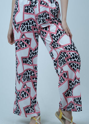 Pantalon Palazzo à Imprimé Léopard-Rose