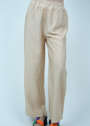 Pantalon Palazzo Fluide en Lin - Beige