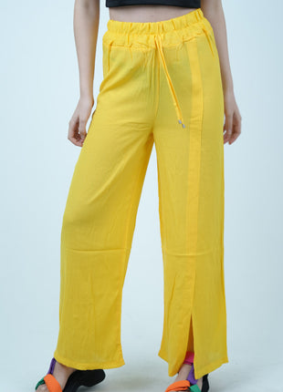 Pantalon Fluide à Taille Haute Jaune Éclatant