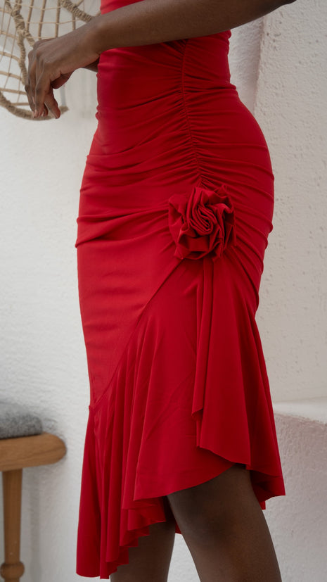Robe Asymétrique 'Azur Raffiné' Rouge