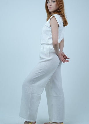 Pantalon Blanc Large Léger