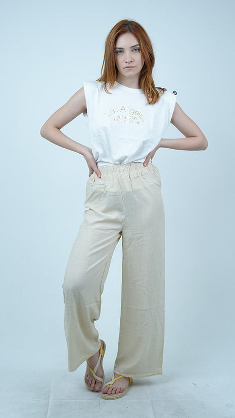 Pantalon Beige Large Léger