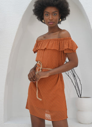 Robe Épaules Dénudées Orange