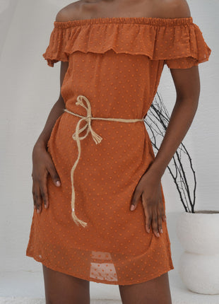 Robe Épaules Dénudées Orange