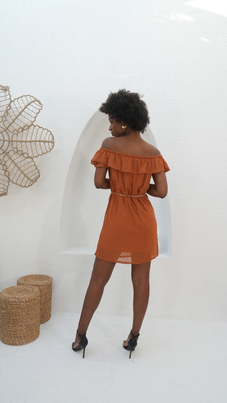 Robe Épaules Dénudées Orange