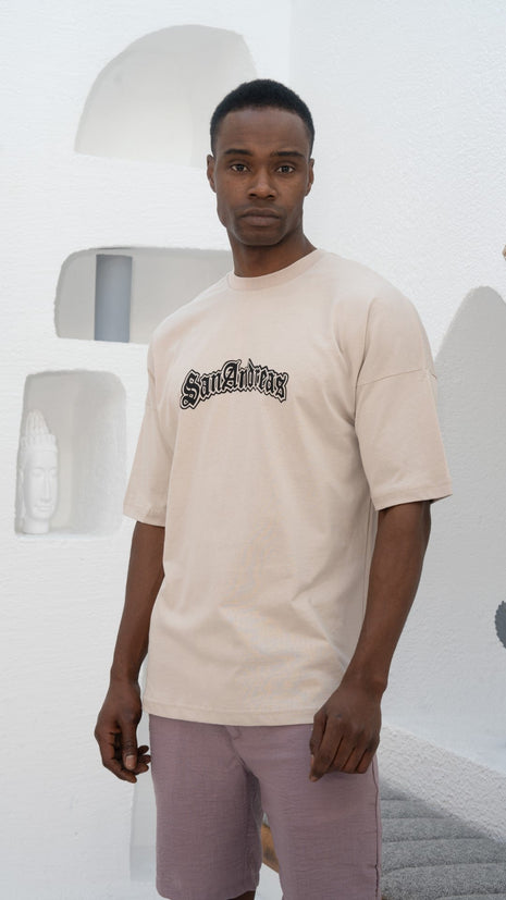 T-Shirt Graphique 'GTA' Beige