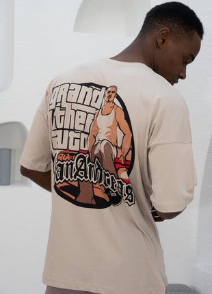 T-Shirt Graphique 'GTA' Beige