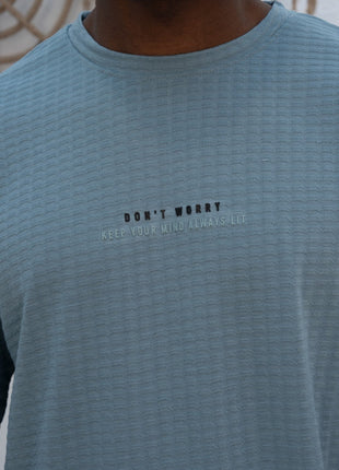 T-Shirt en Maille Texturée Bleu