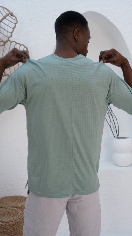 T-Shirt en Maille Texturée Vert