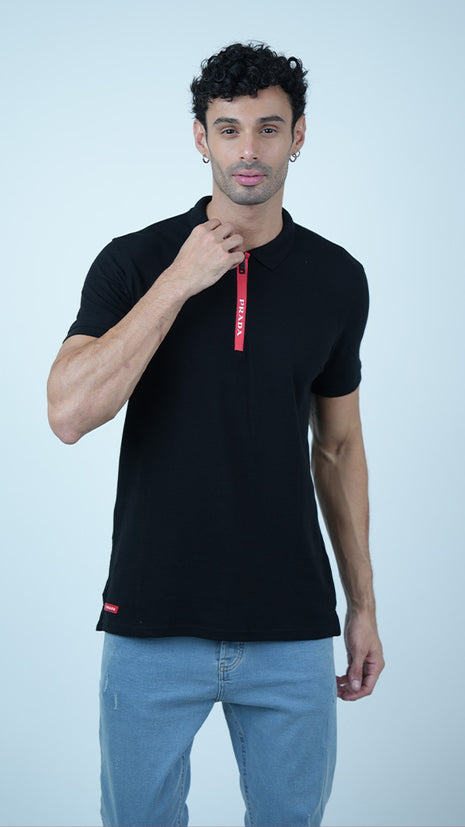 T-shirt Prada Élégant à Fermeture Zippée-Noir
