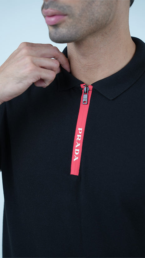 T-shirt Prada Élégant à Fermeture Zippée-Noir