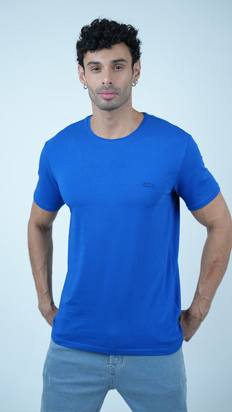 T-shirt Lacoste Classique en Coton-Bleu