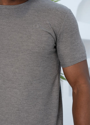 T-Shirt Gris souris en Maille Texturée pour Homme