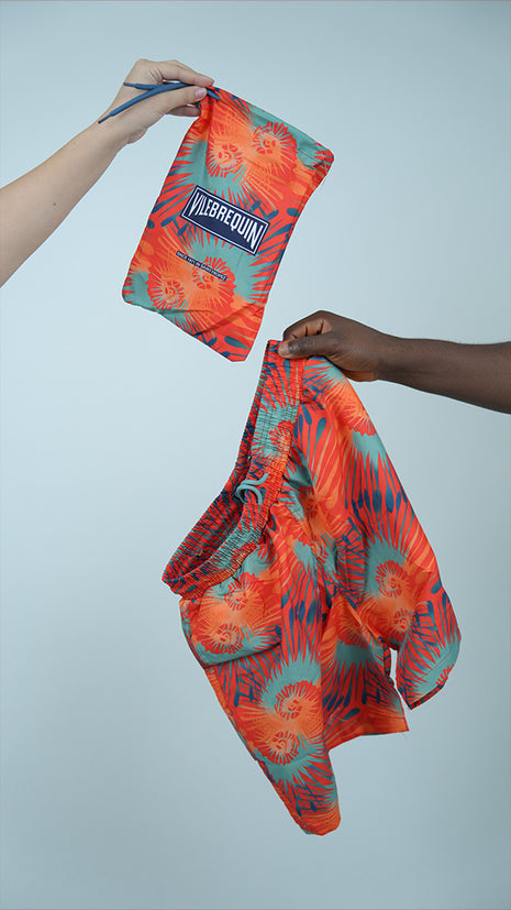 Short De Bain Vilebrequin 'Coral Flamboyance' Avec Pochette de Rangement