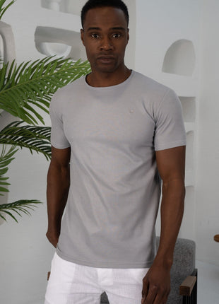 T-Shirt Gris en Maille Texturée pour Homme