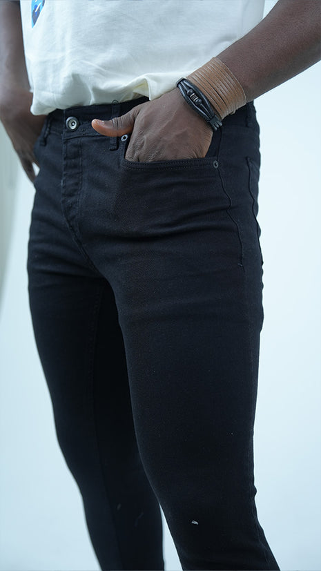 Pantalon Slim en Denim Noir