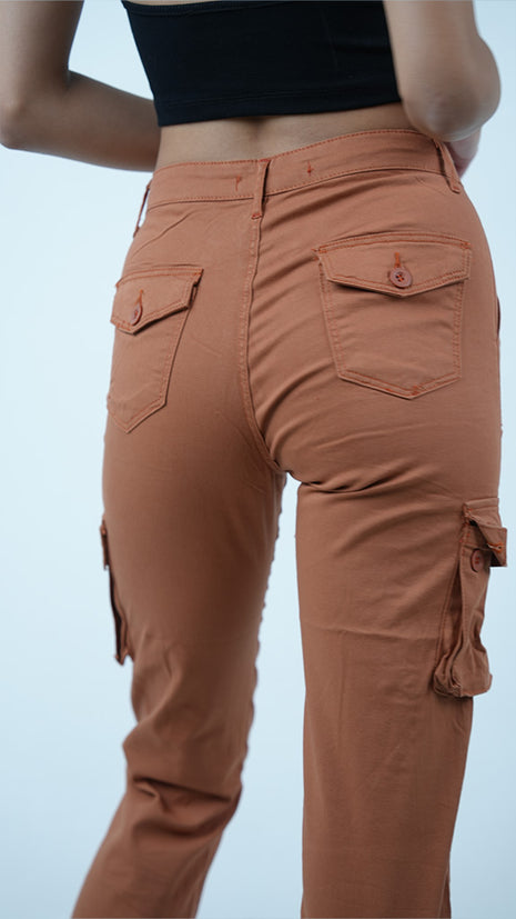 Pantalon Cargo pour Femmes-Rouge Brique