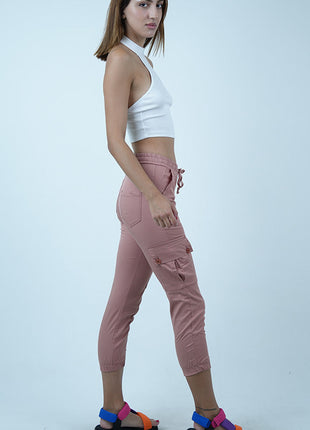 Pantalon Cargo pour Femmes-Rose