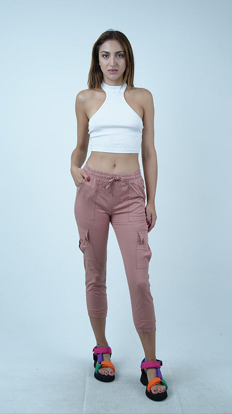 Pantalon Cargo pour Femmes-Rose