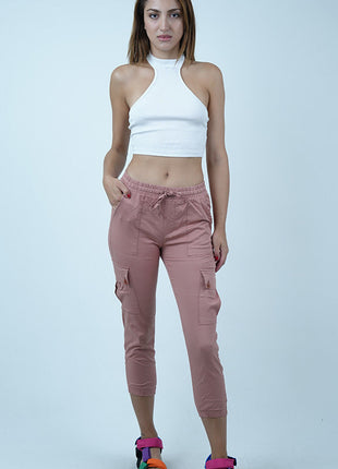 Pantalon Cargo pour Femmes-Rose