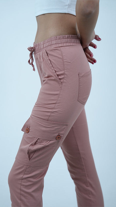 Pantalon Cargo pour Femmes-Rose