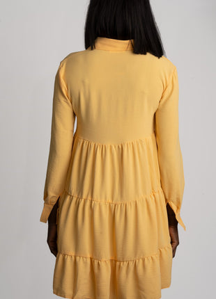 Robe Chemisier Jaune  Volantée