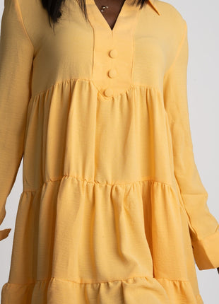 Robe Chemisier Jaune  Volantée