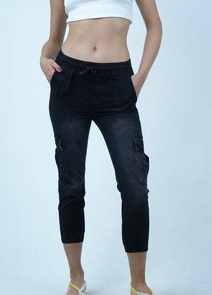 Pantalon Cargo pour Femmes-Noir