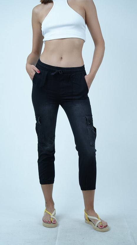 Pantalon Cargo pour Femmes-Noir