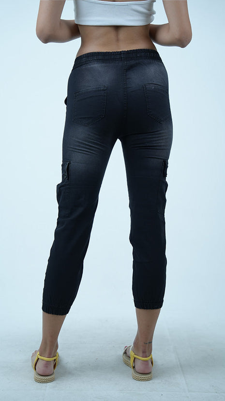 Pantalon Cargo pour Femmes-Noir