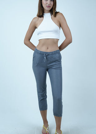 Pantalon Capri en Chambray-Gris