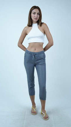 Pantalon Capri en Chambray-Gris