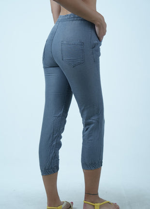 Pantalon Capri en Chambray-Gris