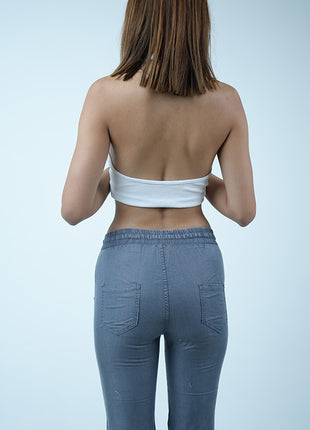 Pantalon Capri en Chambray-Gris